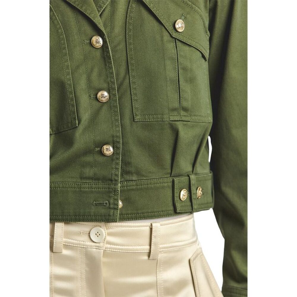 Derek Lam 10 Crosby Womens  Celinora Cotton Drill Cropped Jacket, Green - Picture 4 of 5